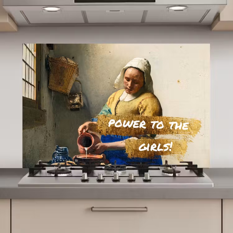 Melkmeisje - Goud - Quotes - Schilderij - Oude meesters keuken achterwand spatscherm klein -3d_website