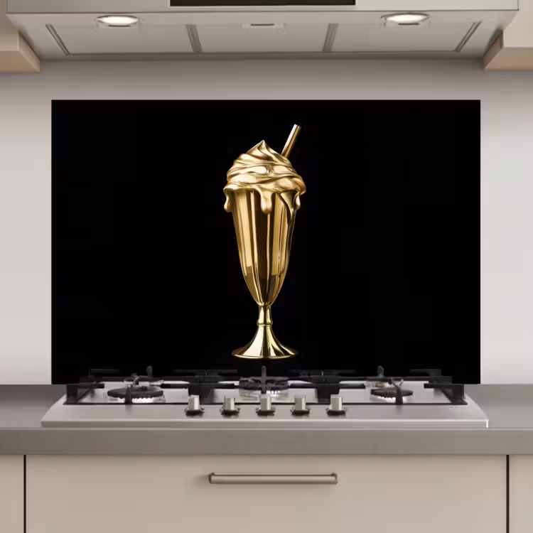 Milkshake - Goud - Drinken - Zwart keuken achterwand spatscherm klein -3d_website
