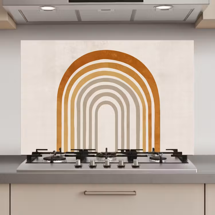 Minimalistisch - Boog - Lijnen - Beige keuken achterwand spatscherm klein -3d_website
