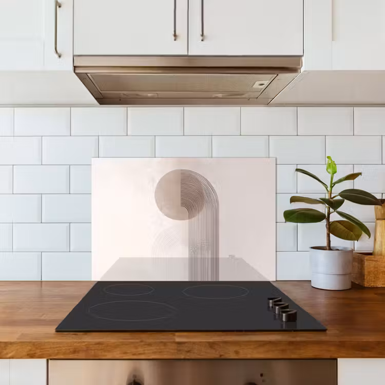 Minimalistisch - Cirkel - Lichtgrijs keuken achterwand spatscherm klein -sfeer2
