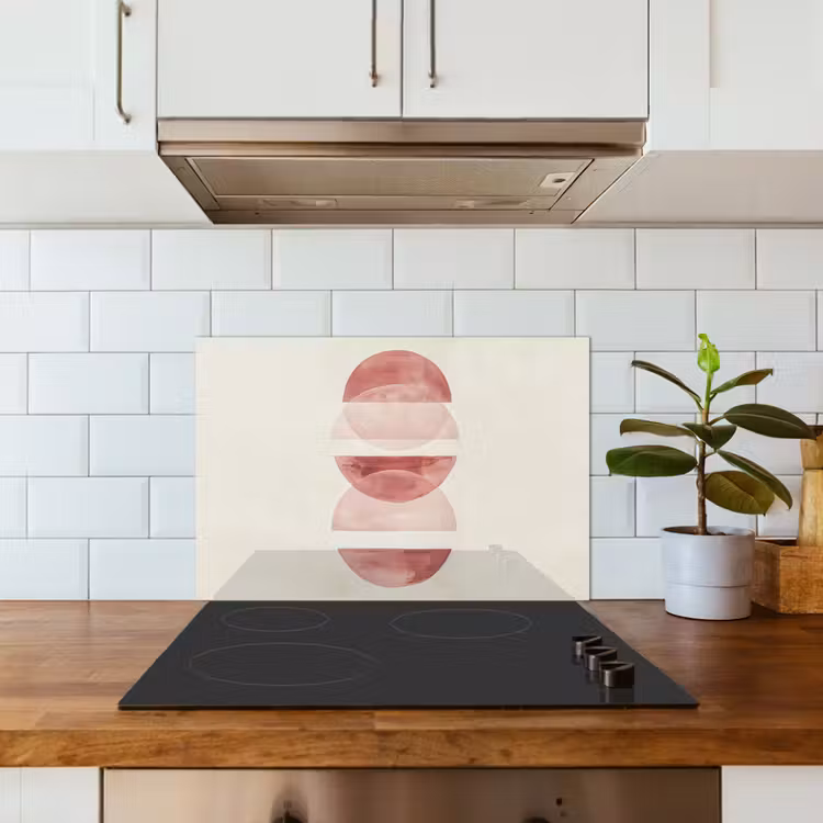 Minimalistisch - Cirkels - Roze keuken achterwand spatscherm klein -sfeer2