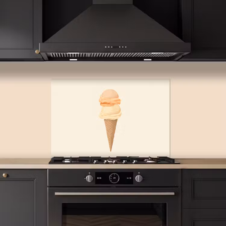 Minimalistisch - Schepijs - Hoorntje - Beige keuken achterwand spatscherm klein -sfeer1