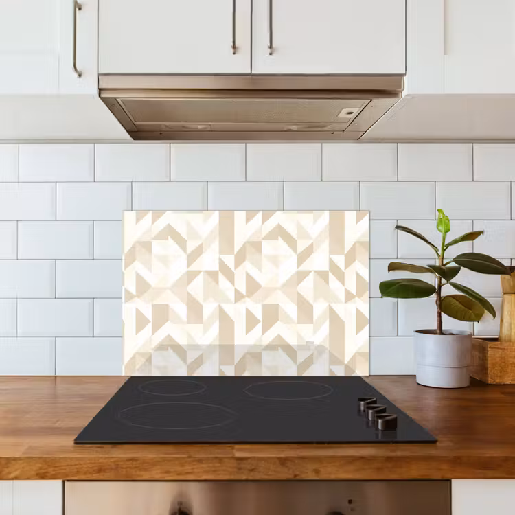 Modern - Abstract - Beige keuken achterwand spatscherm klein 900 -sfeer2
