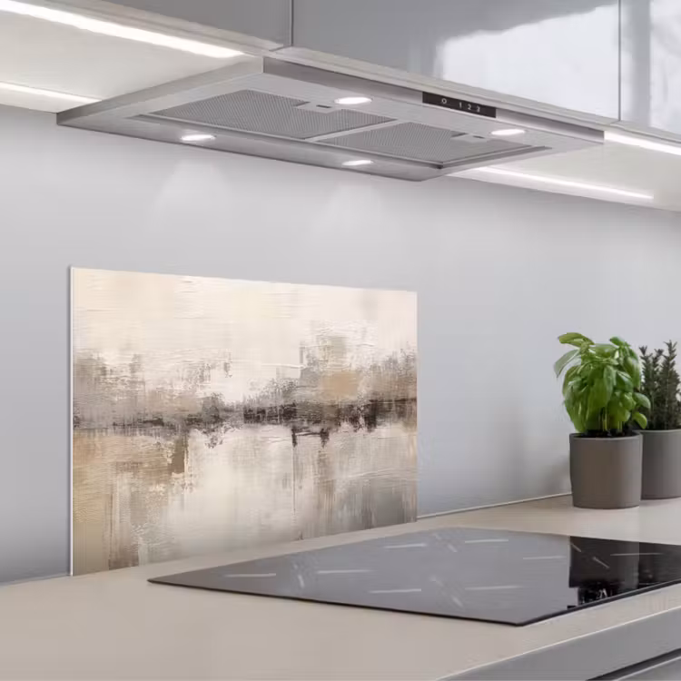 Moderne kunst - Abstract - Beige keuken achterwand spatscherm klein -3d_schuin