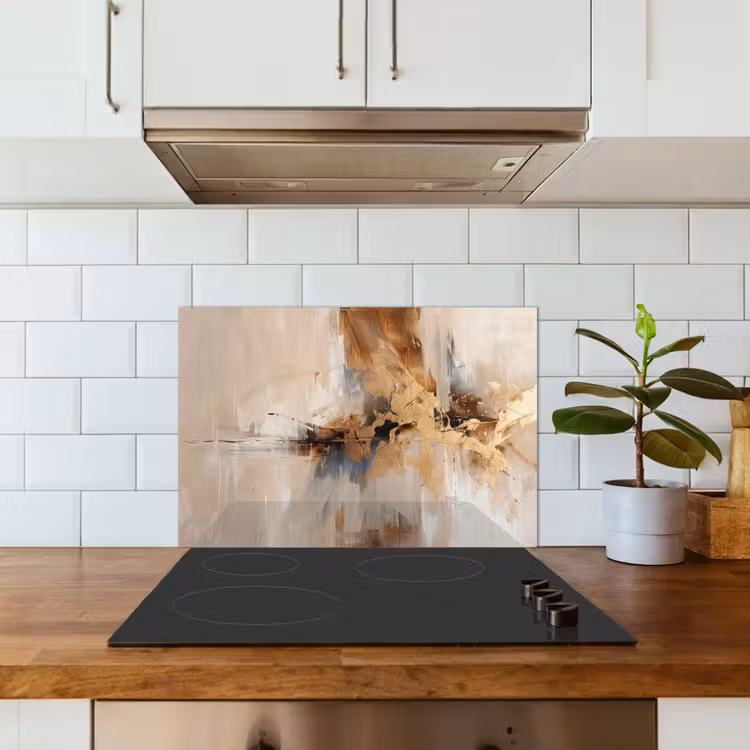 Modern - Bruin - Abstract - Beige keuken achterwand spatscherm klein -sfeer2
