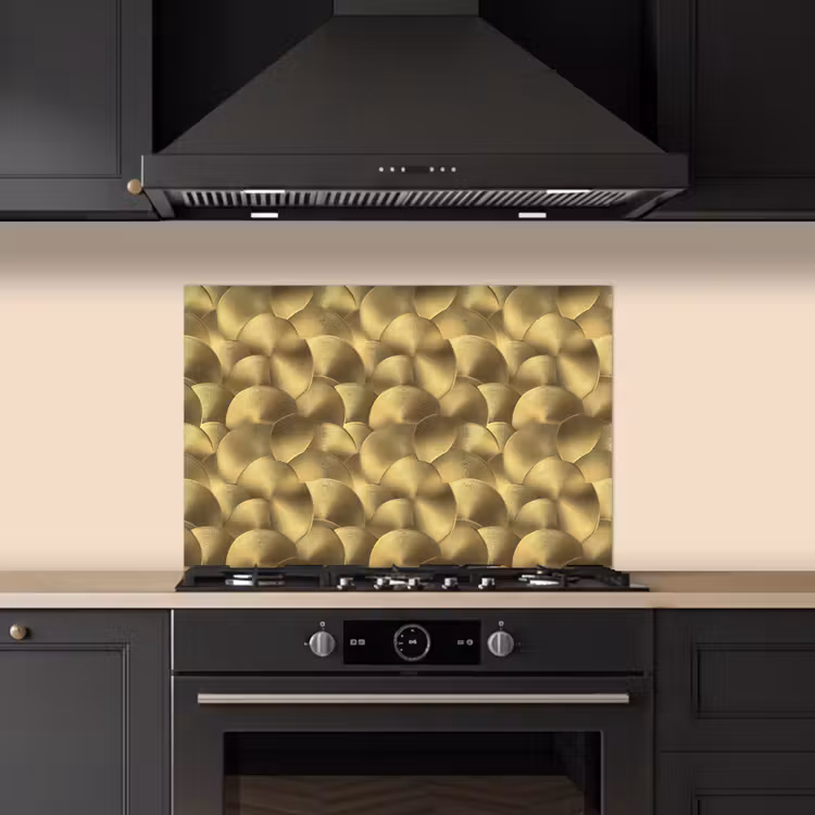 Modern - Cirkel - Goud keuken achterwand spatscherm klein 900 -sfeer1