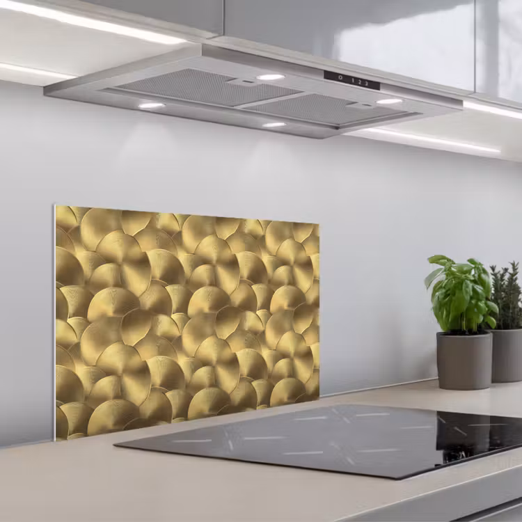 Modern - Cirkel - Goud keuken achterwand spatscherm klein 900 -3d_schuin