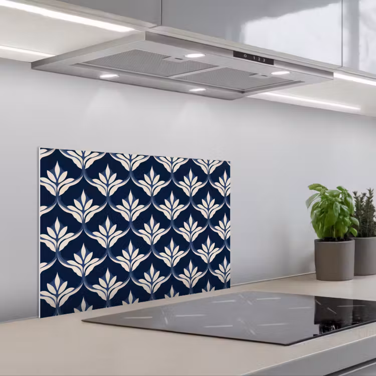 Modern - Ontwerp - Blauw keuken achterwand spatscherm klein 900 -3d_schuin