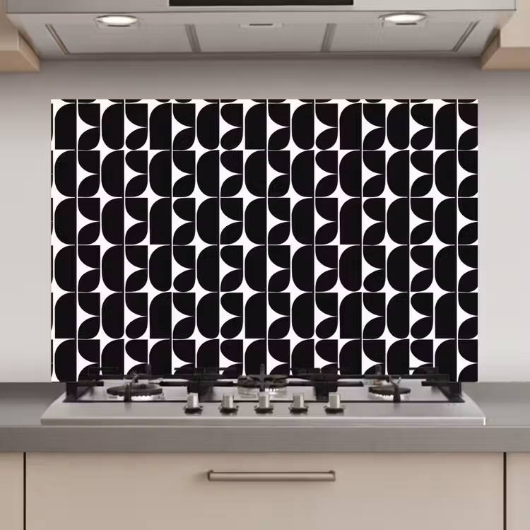 Modern - Geometrisch - Zwart keuken achterwand spatscherm klein 900 -3d_website