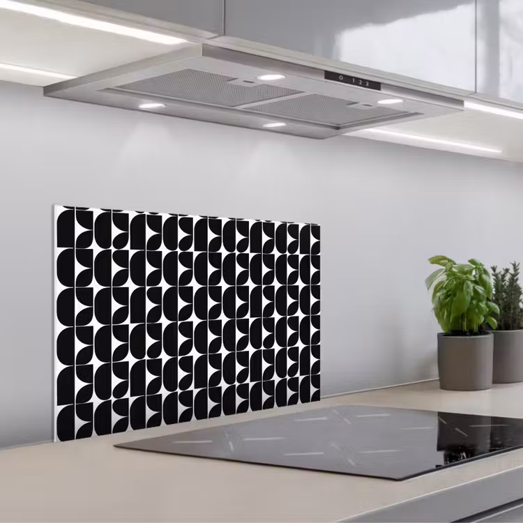 Modern - Geometrisch - Zwart keuken achterwand spatscherm klein 900 -3d_schuin