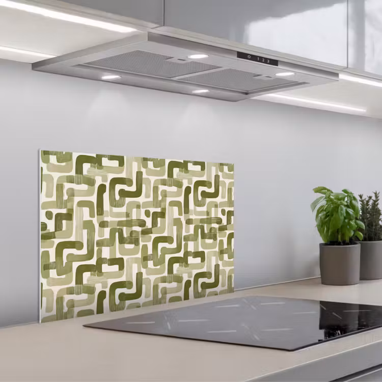 Modern - Grafisch - Groen keuken achterwand spatscherm klein 900 -3d_schuin