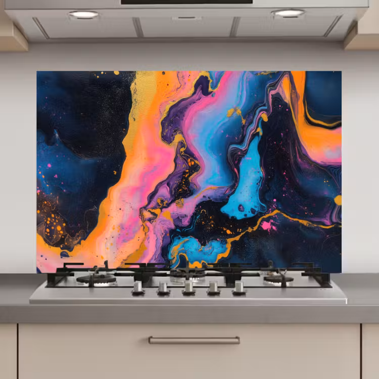 Modern - Marmer - Oranje keuken achterwand spatscherm klein -3d_website