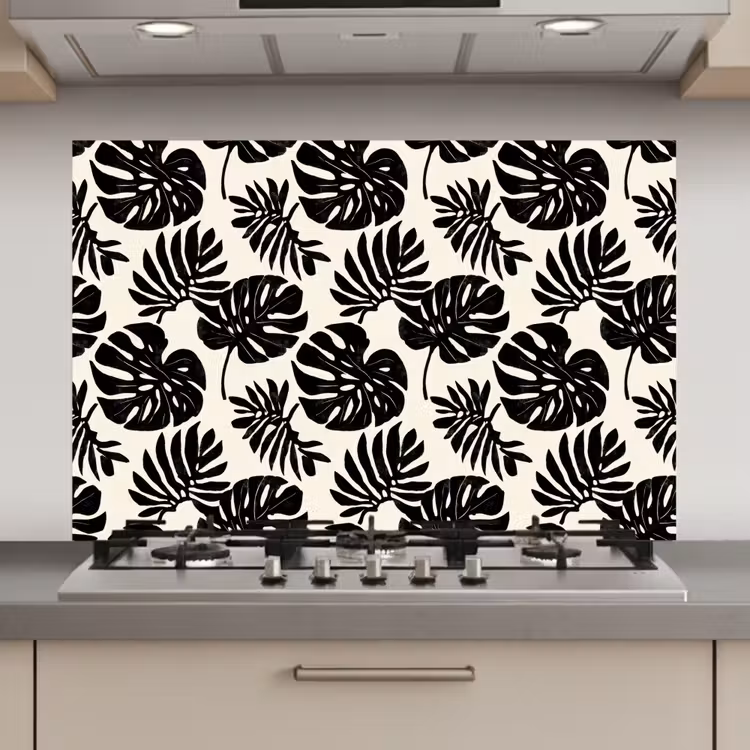 Modern - Monstera - Zwart keuken achterwand spatscherm klein 900 -3d_website