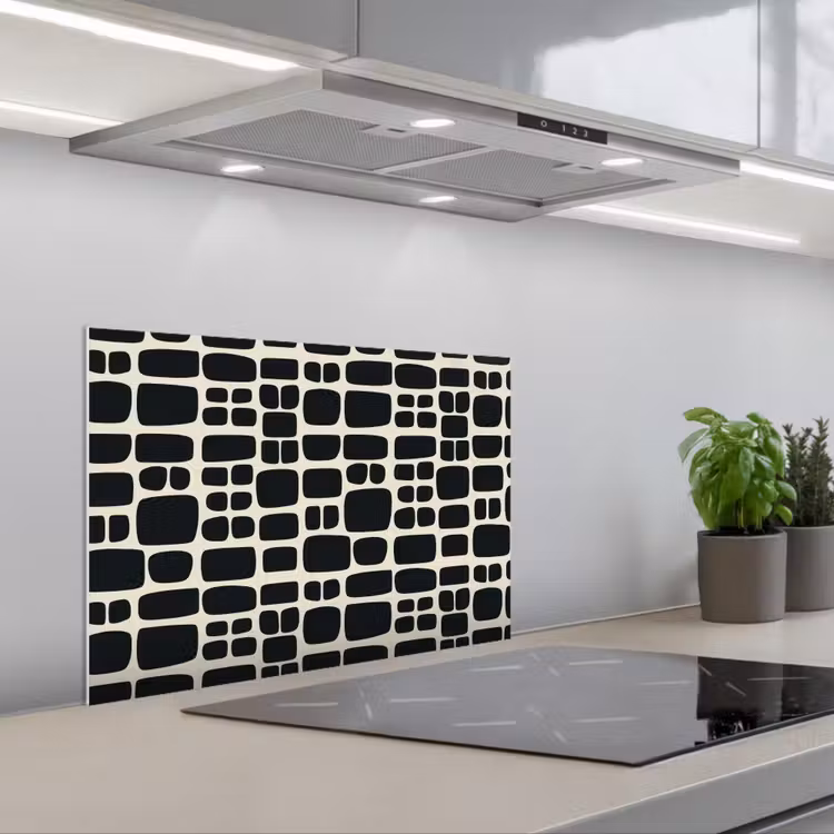Modern - Organisch - Zwart keuken achterwand spatscherm klein 900 -3d_schuin