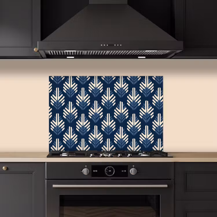 Modern - Patroon - Blauw keuken achterwand spatscherm klein 900 -sfeer1