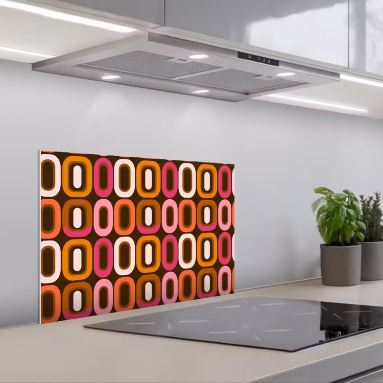 Modern - Retro - Kleurrijk keuken achterwand spatscherm klein 900 -3d_schuin