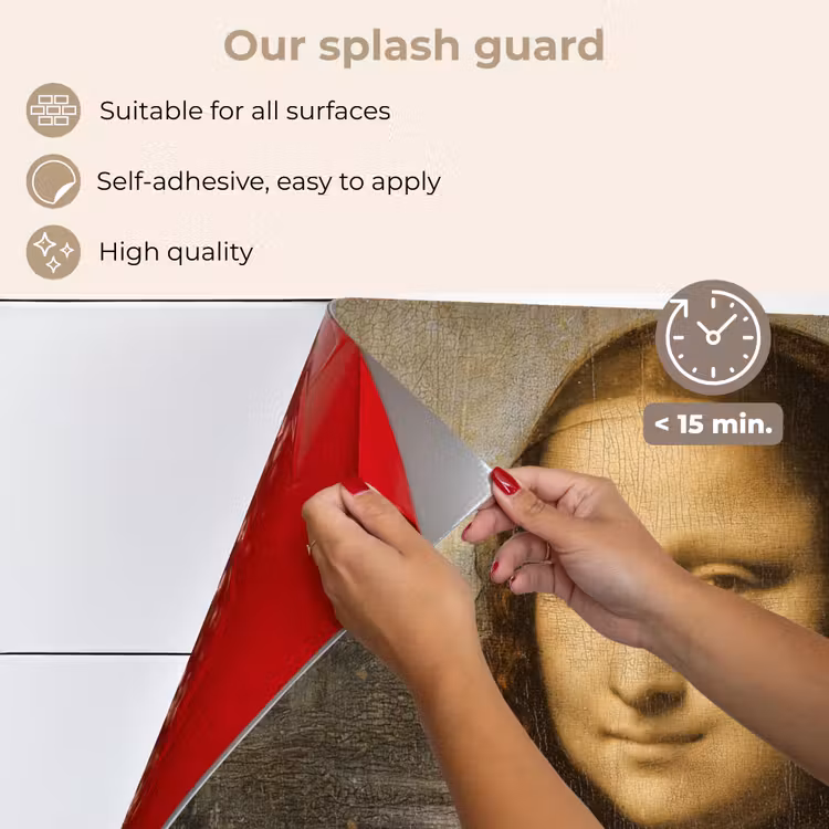Mona Lisa - Kat - Leonardo da Vinci - Vintage - Kunstwerk - Oude meesters - Schilderij keuken achterwand spatscherm middel -spatscherm_EN