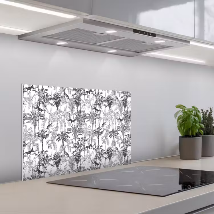 Aap - Oerwoud - Abstract - Grijs keuken achterwand spatscherm klein 900 -3d_schuin