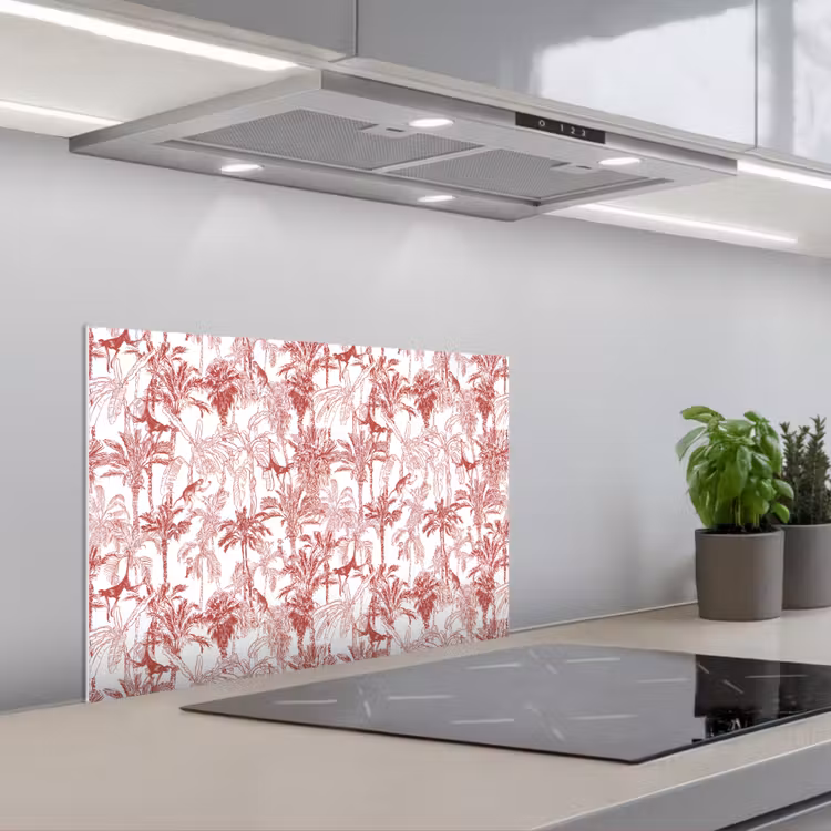 Aap - Oerwoud - Rood keuken achterwand spatscherm klein 900 -3d_schuin