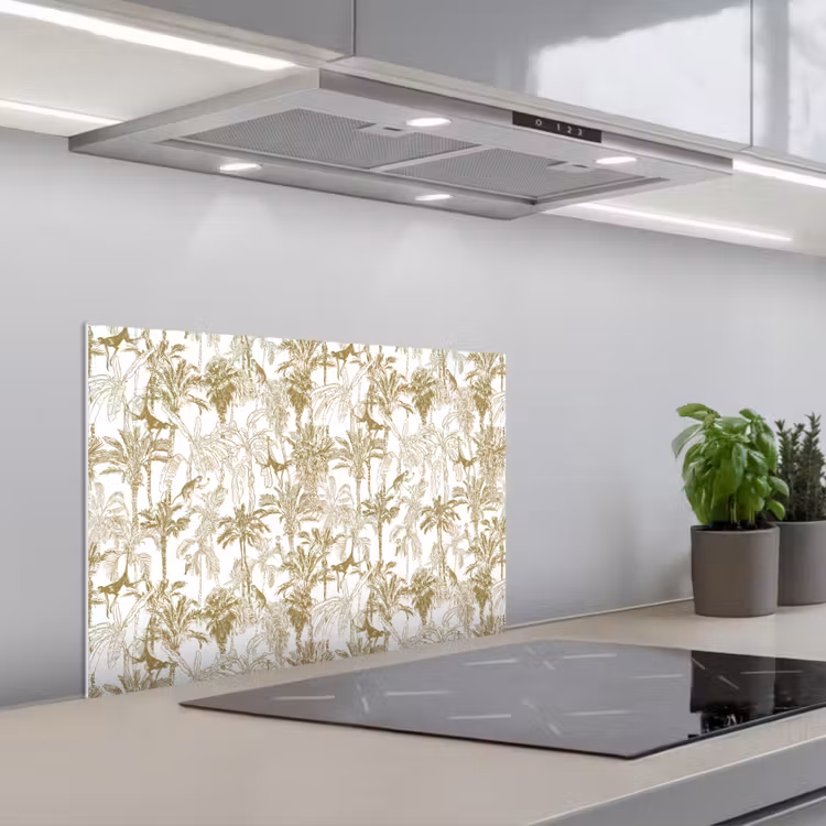Apen - Jungle - Abstract - Beige keuken achterwand spatscherm klein 900 -3d_schuin