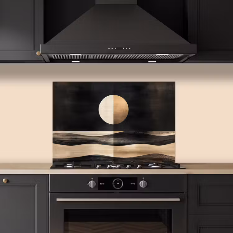 Maan - Cirkel - Goud keuken achterwand spatscherm klein -sfeer1
