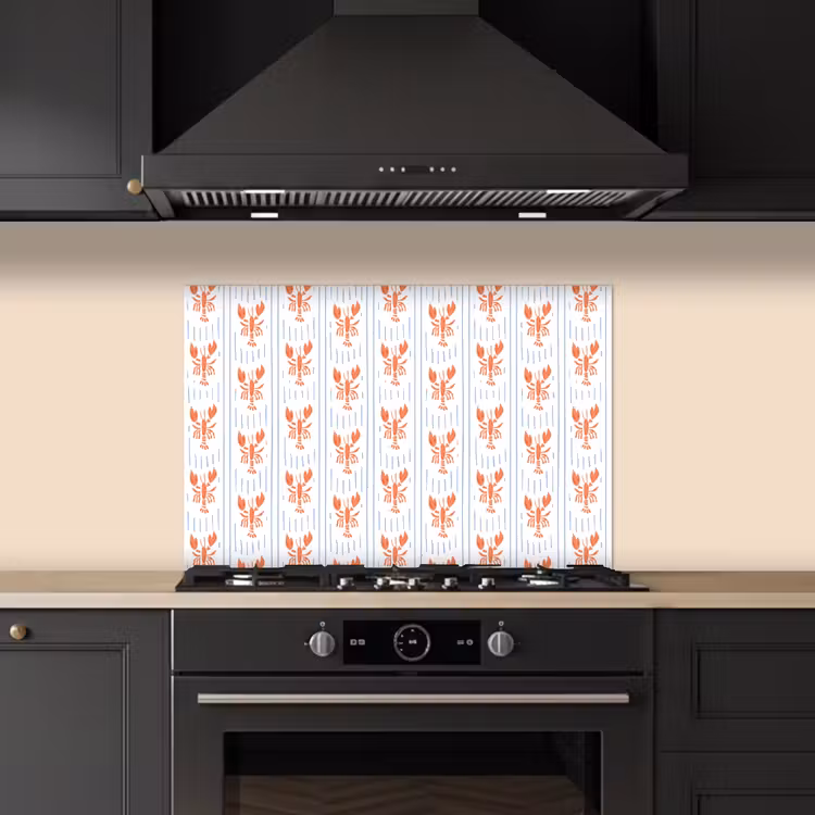 Zee - Kreeft - Oranje - Blauw keuken achterwand spatscherm klein 900 -sfeer1