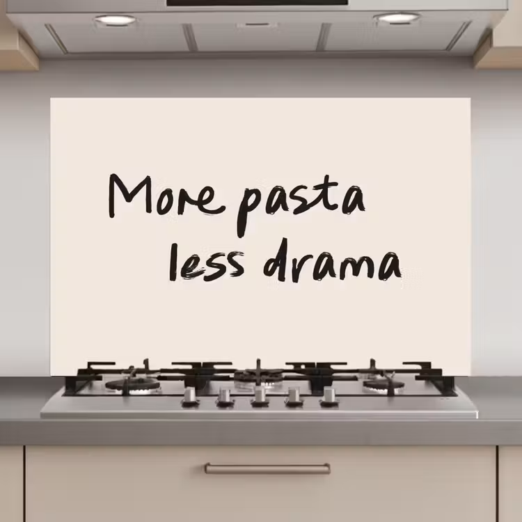 More pasta less drama keuken achterwand spatscherm klein -3d_website