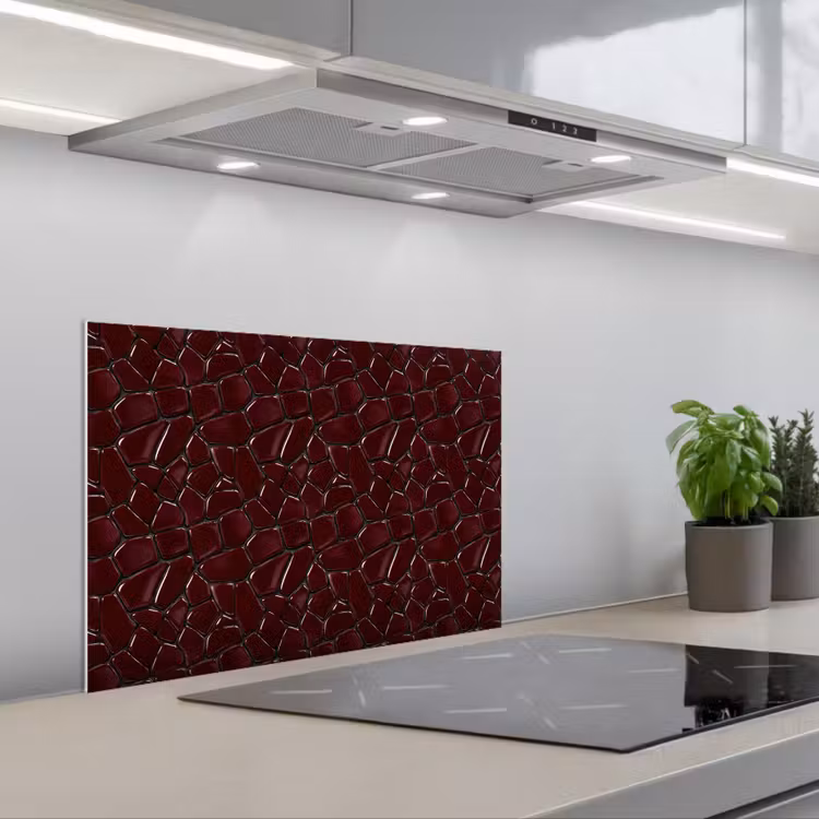 Mozaïek - Tegel - Bordeauxrood keuken achterwand spatscherm klein 900 -3d_schuin