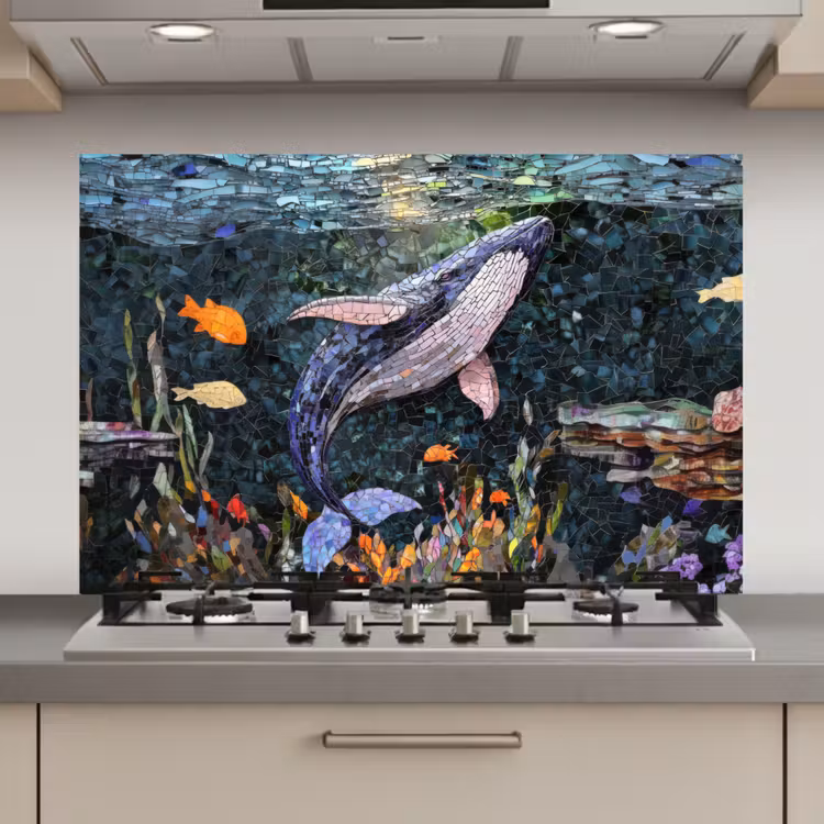 Mozaïek - Walvis - Koraal - Water keuken achterwand spatscherm klein -3d_website
