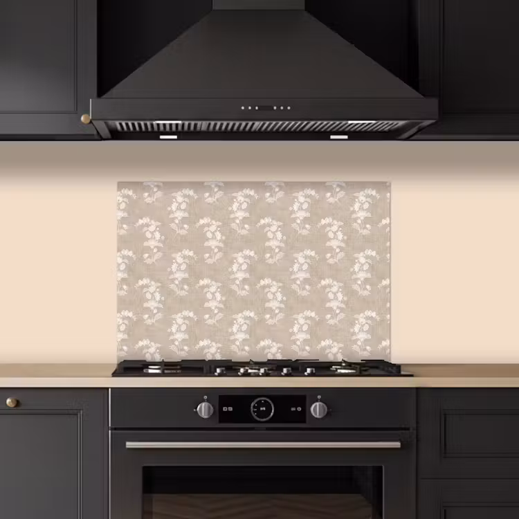Motief - Beige - Linnen keuken achterwand spatscherm klein 900 -sfeer1