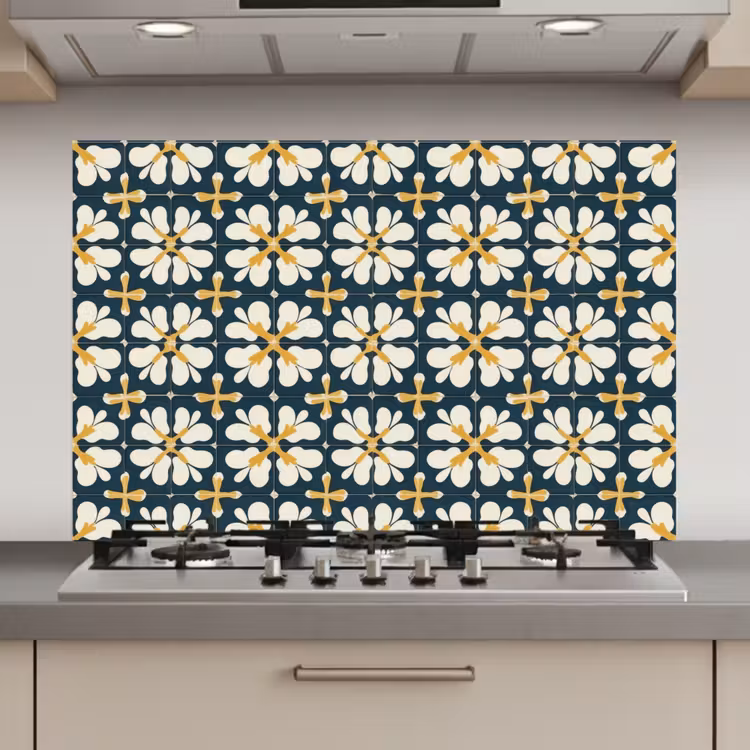 Motief - Tegel - Okergeel keuken achterwand spatscherm klein 900 -3d_website