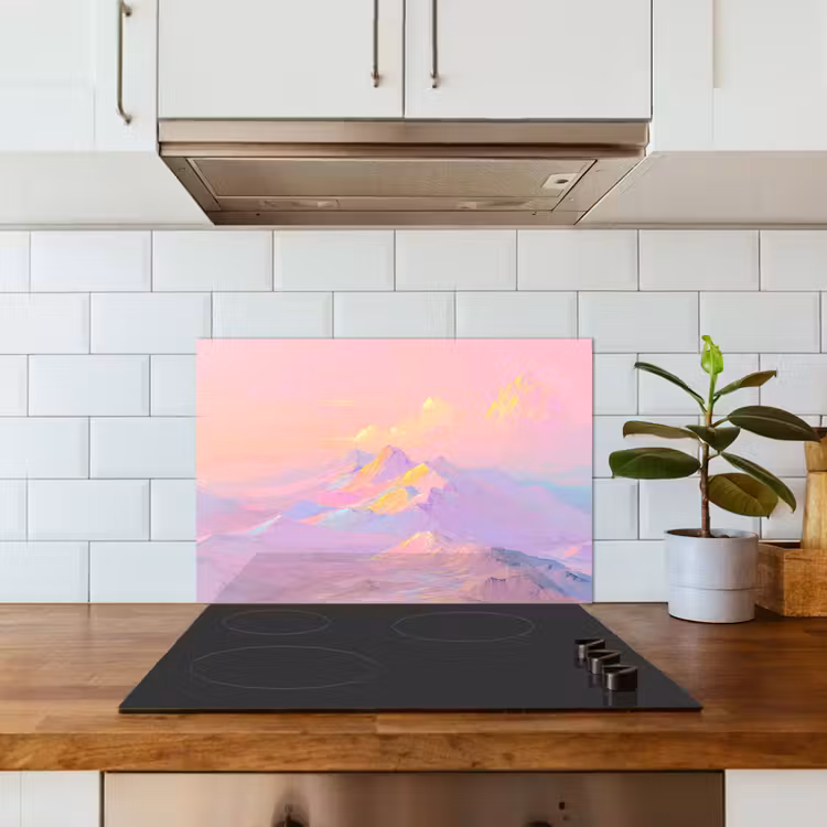 Bergtoppen - Wolken - Dromerig keuken achterwand spatscherm klein -sfeer2