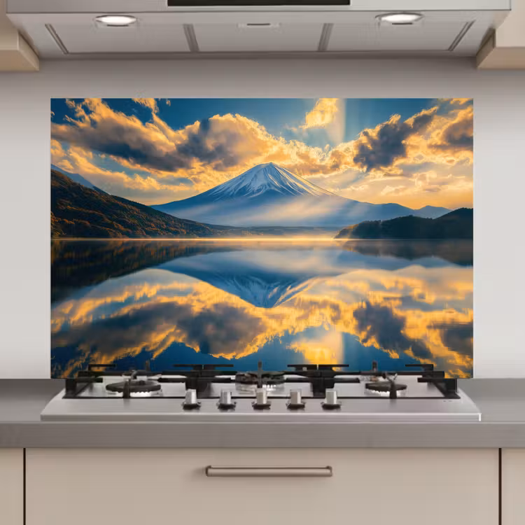 Berg - Rivier - Zonsondergang keuken achterwand spatscherm klein -3d_website