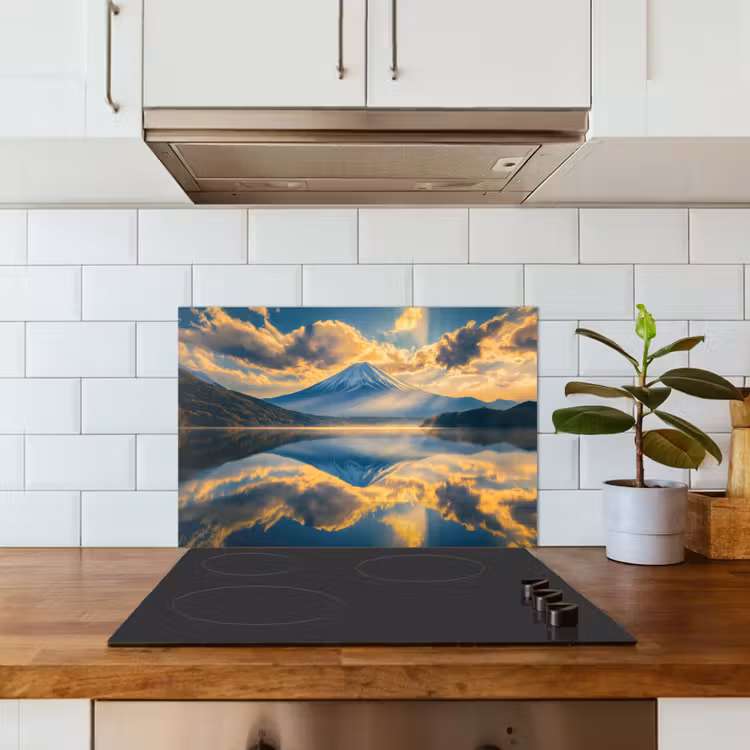 Berg - Rivier - Zonsondergang keuken achterwand spatscherm klein -sfeer2