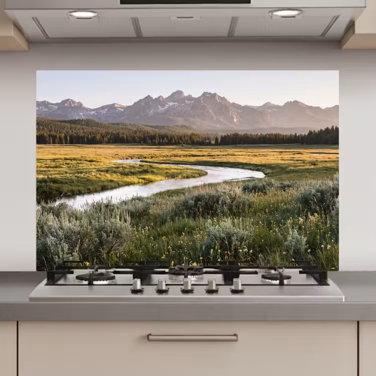 Berglandschap - Rivier - Bos keuken achterwand spatscherm klein -3d_website