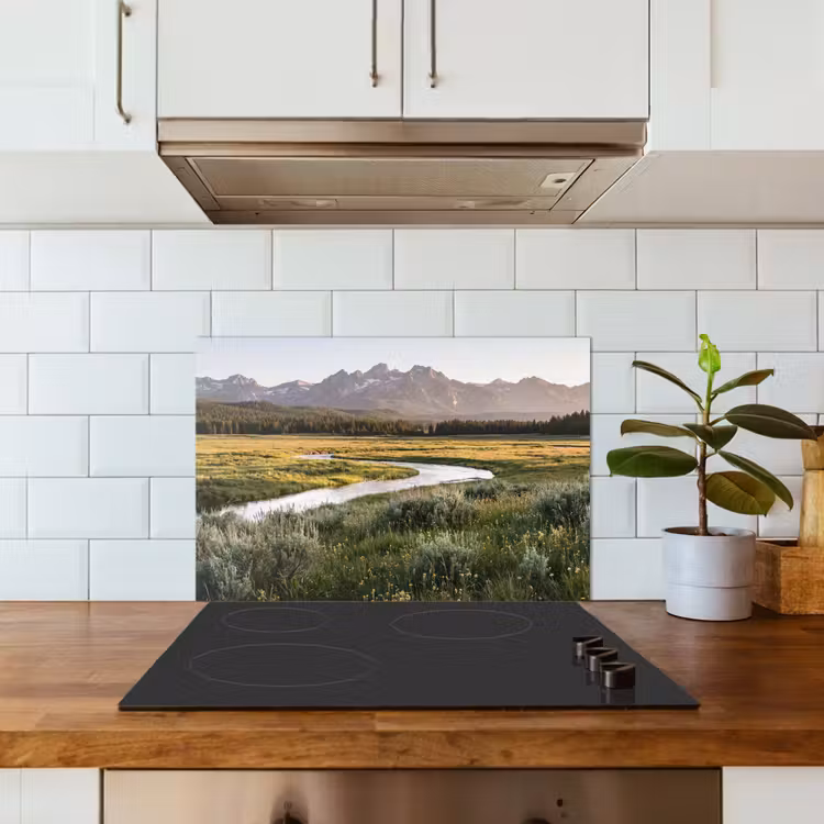 Berglandschap - Rivier - Bos keuken achterwand spatscherm klein -sfeer2