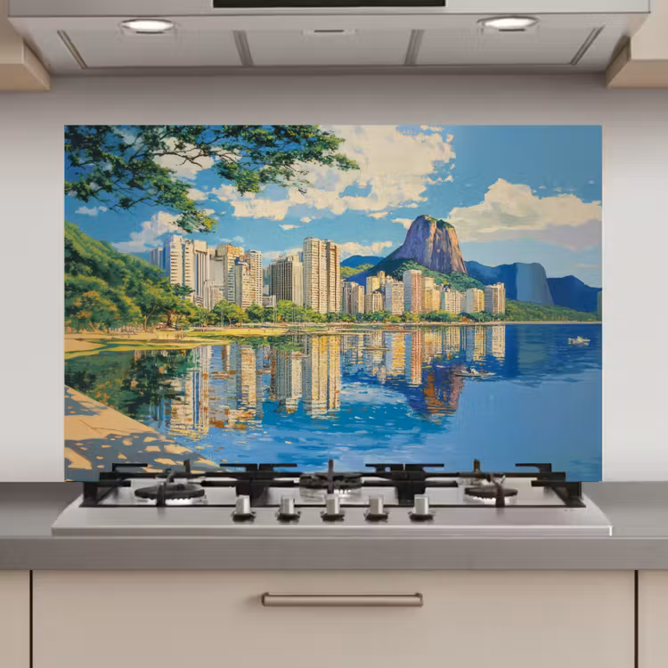 Berg - Skyline - Strand - Water keuken achterwand spatscherm klein -3d_website