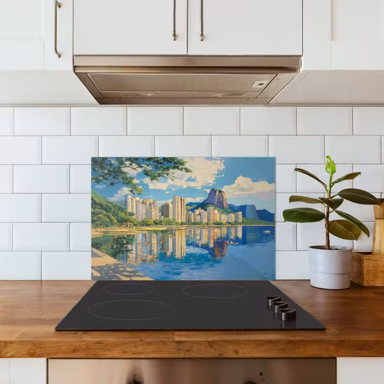 Berg - Skyline - Strand - Water keuken achterwand spatscherm klein -sfeer2