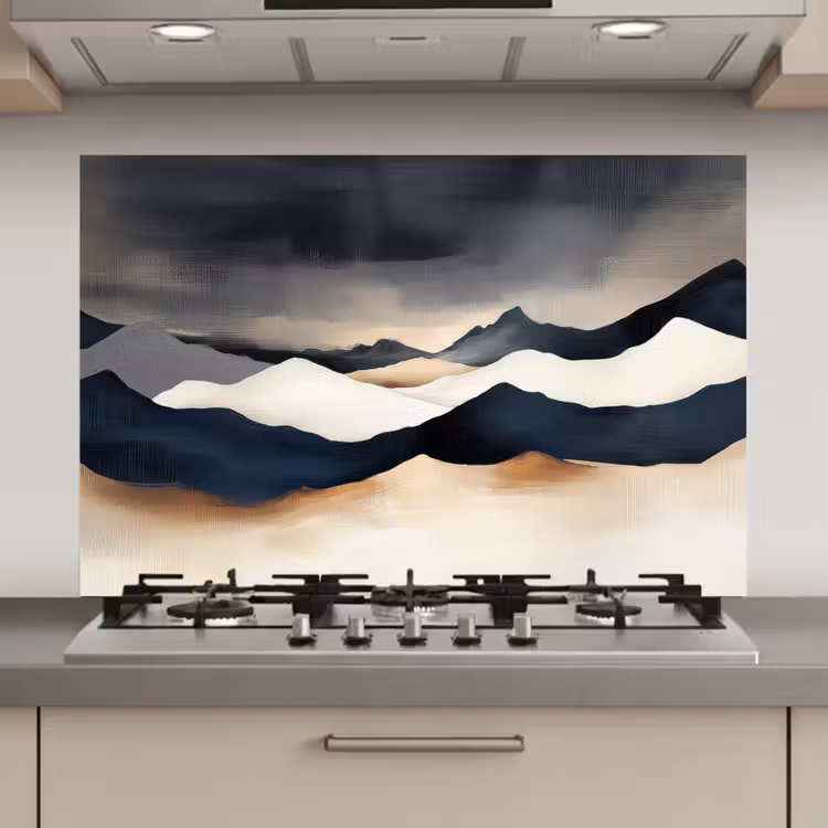 Bergen - Donkerblauw - Landschap keuken achterwand spatscherm klein -3d_website