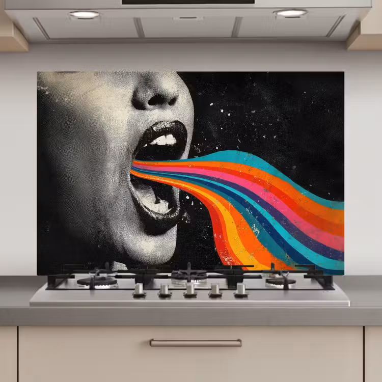 Mond - Golven - Regenboog keuken achterwand spatscherm klein -3d_website