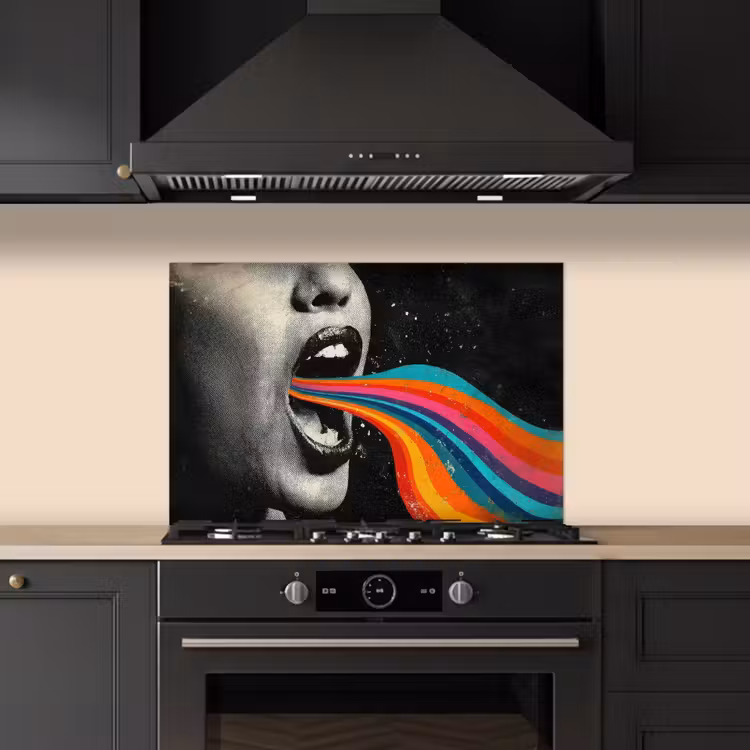Mond - Golven - Regenboog keuken achterwand spatscherm klein -sfeer1