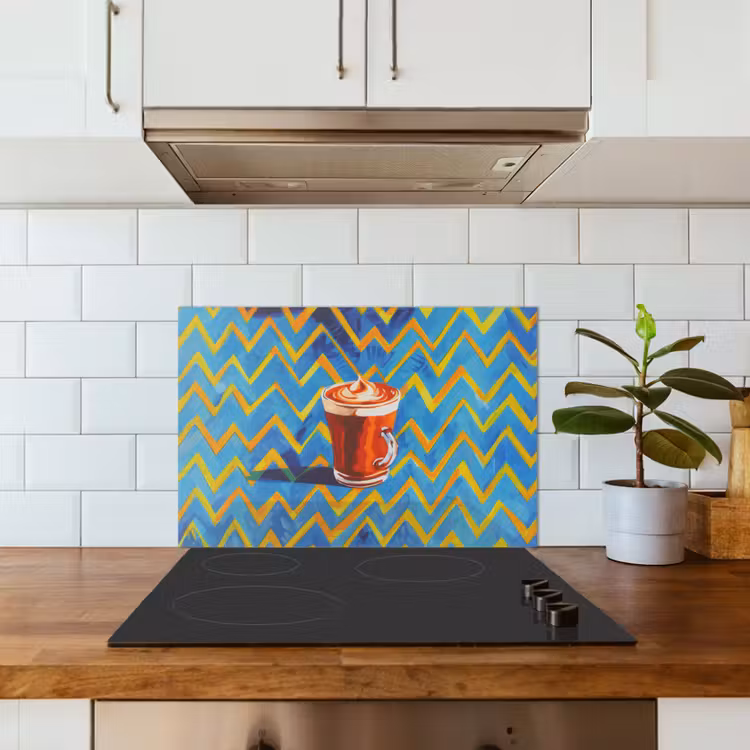 Mok - Koffie - Zigzag - Slagroom keuken achterwand spatscherm klein -sfeer2