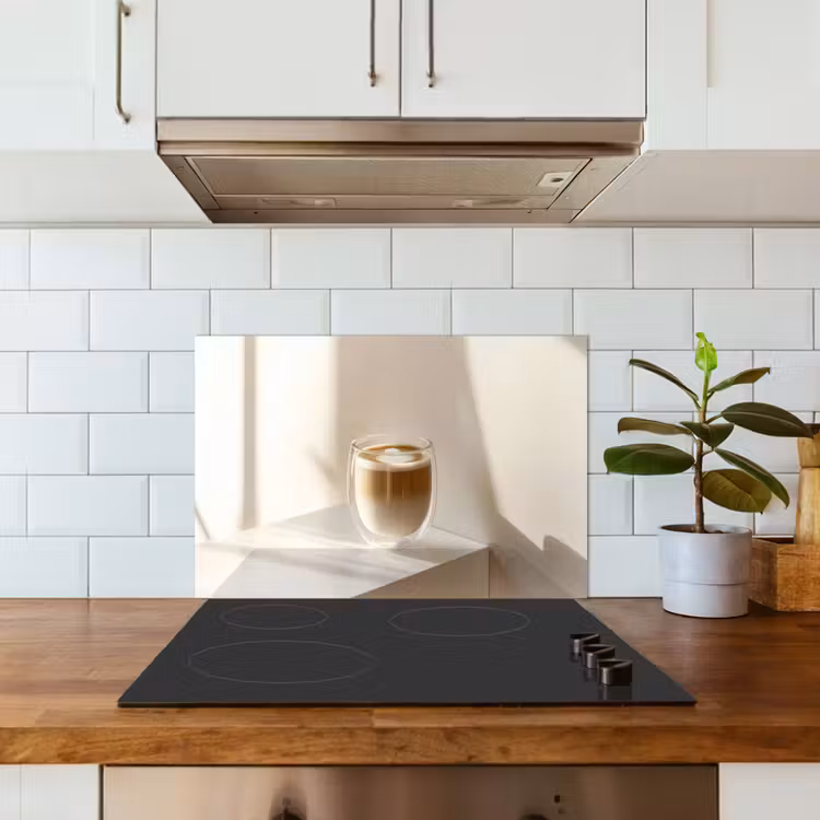 Mok - Latte - Minimalistisch - Schaduw keuken achterwand spatscherm klein -sfeer2