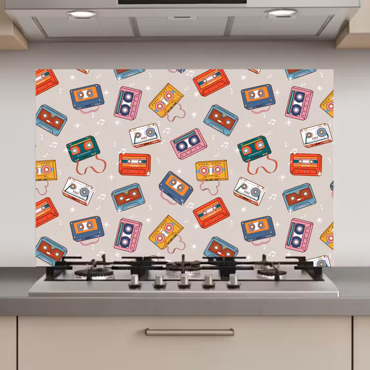 Muziek - Cassette - Patroon keuken achterwand spatscherm klein 900 -3d_website