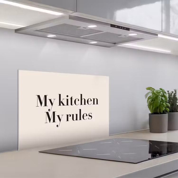 My kitchen My rules keuken achterwand spatscherm klein -3d_schuin