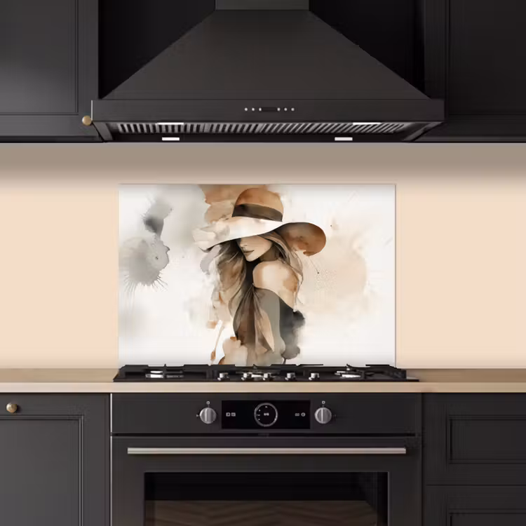 Mysterieus - Vrouw - Sepia keuken achterwand spatscherm klein -sfeer1