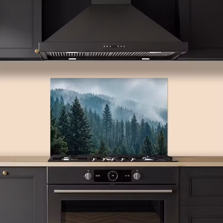 Naaldwoud - Bergen - Mist keuken achterwand spatscherm klein -sfeer1