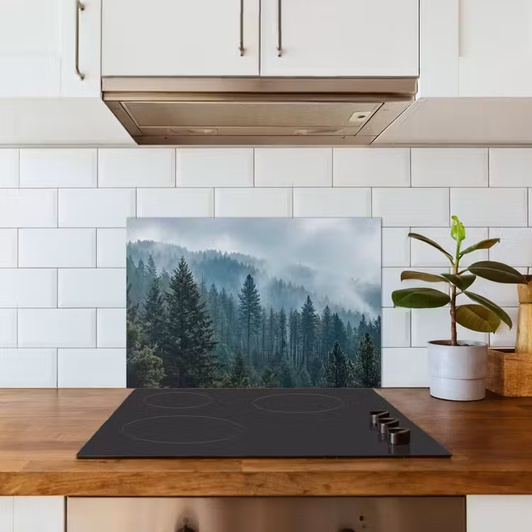 Naaldwoud - Bergen - Mist keuken achterwand spatscherm klein -sfeer2