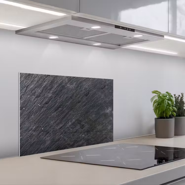 Natuursteen - Industrieel - Leisteen - Structuur - Grijs keuken achterwand spatscherm klein -3d_schuin