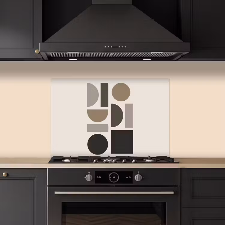 Natuurlijke tinten - Grafisch - Verticale compositie keuken achterwand spatscherm klein -sfeer1